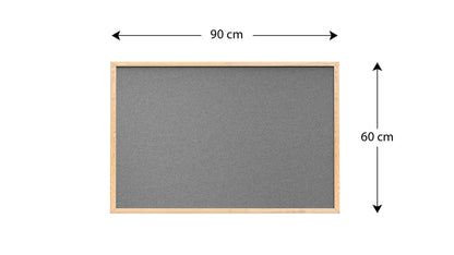 ALLboards Gray Pinboard with Wood Frame 90x60cm Corkboard Cork Wall Pinboard Cork Gray Surface