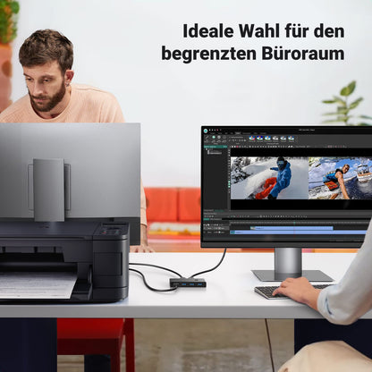 UGREEN USB Switch 2PC 2 In 4 Out USB 3.0 Switcher with 2 A to A cables for keyboard, mouse, printer, scanner, etc.