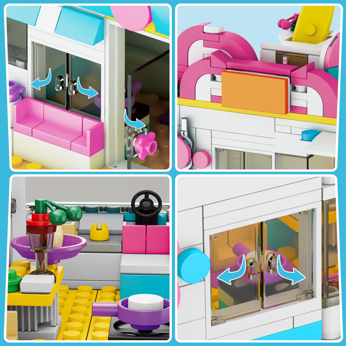CUBIMANA 3-in-1 camper building blocks toy, RV caravan construction toy with slide and stickers, gifts for kids girls and boys from 6 to 12+ years old (494PCS)