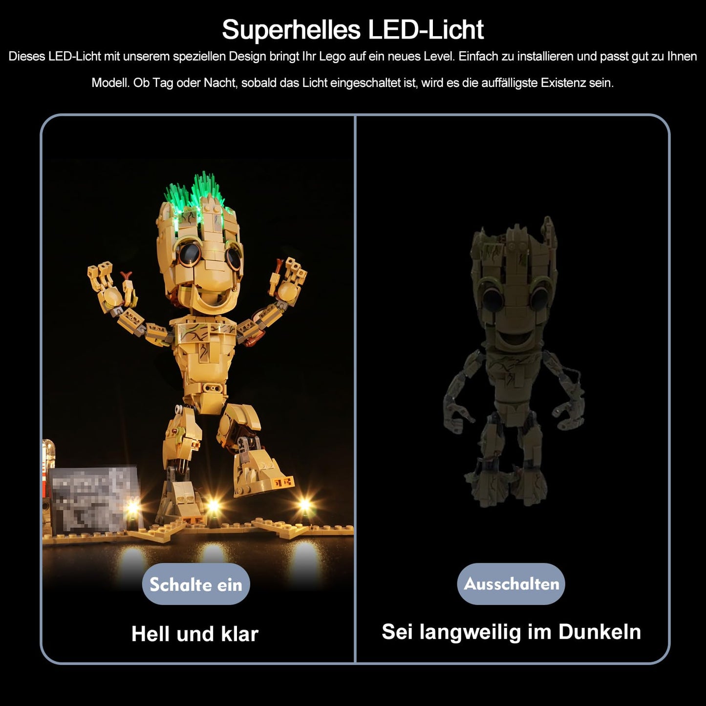 BrickBling LED light set compatible with Lego 76217 Marvel I Am Groot toy, LED lighting set compatible with Lego I Am Groot Creative Gift (No Model)- Standard Version