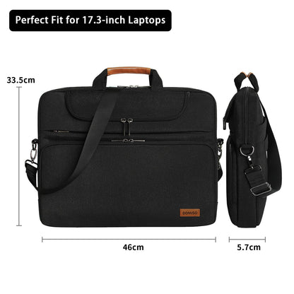 DOMISO 17 inch Laptop Bag Waterproof Laptop Case Shoulder Bag for Men Business for 17-17.3" Notebook/Dell/Lenovo/Acer/HP/MSI/ASUS, Black