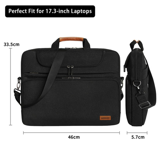DOMISO 17 inch Laptop Bag Waterproof Laptop Case Shoulder Bag for Men Business for 17-17.3" Notebook/Dell/Lenovo/Acer/HP/MSI/ASUS, Black