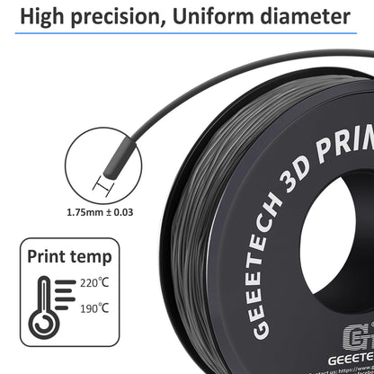 GEEETECH TPU Filament 1.75mm +/- 0.02mm for 3D printers, 1KG 1 Spool Grey