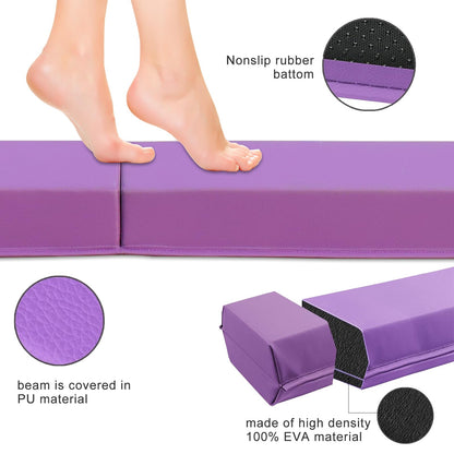 SportBob balance beam children's foldable balance beam 240cm PU leather balance beam for home practice balance beam training beam for children, fitness/training/gymnastics