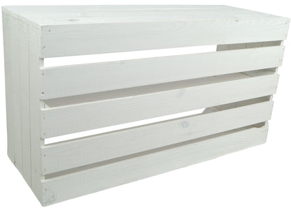 Crate set Altes Land 2 large fruit crates Tosca white/natural/flamed with long insert shelf/divider approx 75x40x26cm/ shelving apple crate/wine crate storage shelf storage crate (White)