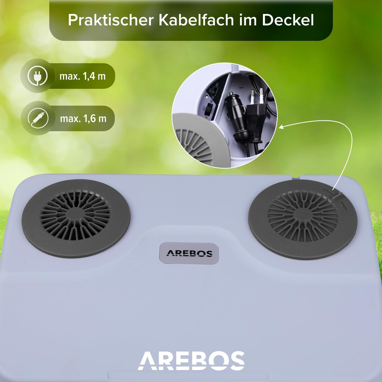 Arebos 25 Liter cooling box | for cooling and keeping warm | Mini fridge | Thermoelectric cooling box | with ECO mode | 12/230 V for car and socket | electric cooling box | Anthracite.