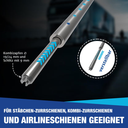 Round locking bar, locking rod, clamping bar, 1200-1600 mm, combination pin 19/24mm | for airline rail | combo anchor rail | rod rail (2)
