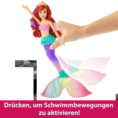 Mattel DISNEY Ariel - Mermaid doll with color change effect, includes seahorse friend, tiara, necklace, and dinglehopper for underwater adventures, HPD43