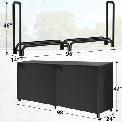Amagabeli 244cmx61cmx107cm firewood rack Outdoor Wood Rack with Protective Cover Firewood Rack Outdoor Waterproof Firewood Rack Outdoor for Wood Stack Rack Storage Wood Suitable for Patio Storage