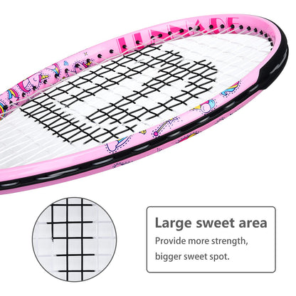 LUNNADE Kids Junior Tennis Racket, 19/21/23/25 inch youth tennis racket with cover, suitable for beginner boys and girls aged 3-12.