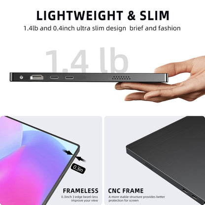 UPERFECT Portable Monitor 15.6 inch, 1920 x 1080 Full HD IPS Screen with HDMI USB C for Laptop PC Mobile Phone PS4/5 Switch. Includes protective case, VESA compatible, Black.