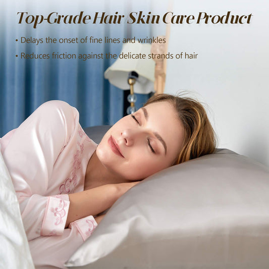 Ethlomoer pillowcase made of 100% pure natural silk for hair and skin, double-sided 19 momme, 600 thread count, featuring hidden zipper design, 1 piece 40x80cm Dark Grey.