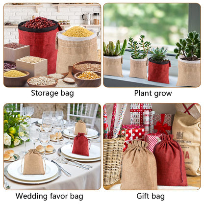 CLTPY 30 Pieces Burlap Bags 15x20 cm with Drawstring, Gift Bags Cotton Bags for Advent Calendar, Jewelry Wedding Party Favors Christmas