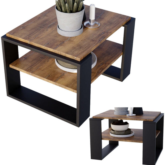 CraftPAK living room table for couch made of high-quality wood material, sturdy & modern coffee table with additional storage space, Model Kaja 63, color Retro-Black