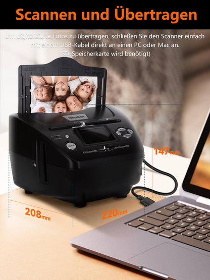 Rollei PDF S 240 SE Multiscanner for photos slides and film negatives 35mm 135, 3R/4R/5R photo and business card digitizer device with color monitor, photo scanner slides negatives digitizing.