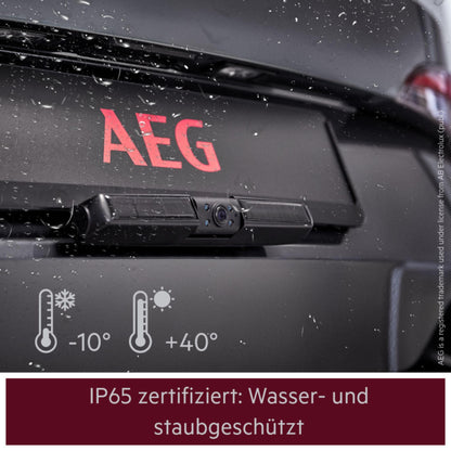 AEG Solar-powered backup camera RV 4.3, wireless, digital, parking/ maneuvering aid, with transmitter, LCD dual display, waterproof, night vision.