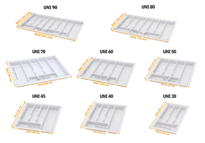 Alusfera cutlery tray for drawers 60 cm - Drawer organizer with compartmentalization - High-quality kitchen drawer organizer for more order - Customizable and easy to clean - 630x430mm Silver