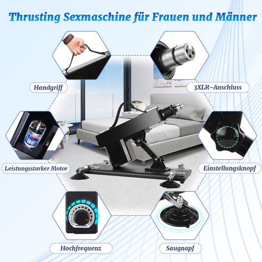 QUIWOO Sex Machine, Automatic Thrusting Love Machine for Women and Men, Sex Toy with Multi-Angle Adjustable Fucking Machine with 6 3xlr Interface Attachments, Glass Dildo.