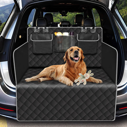 AUSYIWI Trunk Protector with Bumper Guard, Cargo Liner, Quilted Dog Blanket with Storage Bag, Universal Car Mat for Dogs, Water Resistant, Scratch Resistant & Easy to Clean