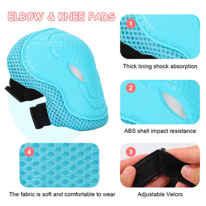 BURSUN Knee Pads for Kids, Adjustable Knee, Elbow, and Wrist Pads, Protective Gear Set for Inline Skating, Rollerblading, Skateboarding, and Roller Skating.