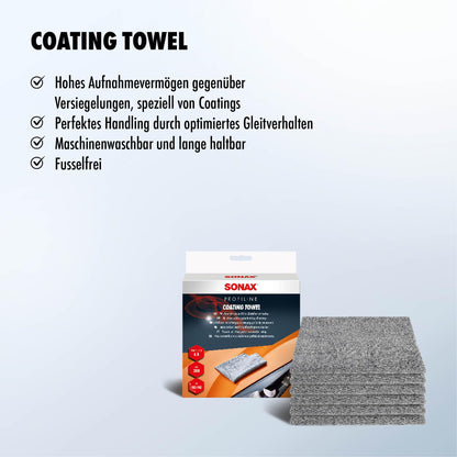 SONAX Coating Towel (6 pieces) soft microfiber cloth for gentle removal of polish or sealant residues Item No. 04511000 White