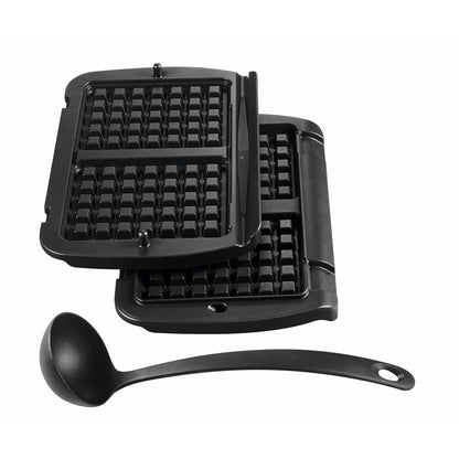 Tefal OptiGrill Waffle Plates, compatible with OptiGrill+ and Elite models, includes ladle, black, XA7248.
