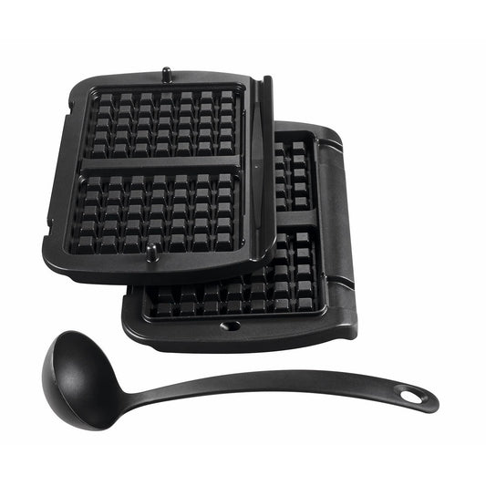 Tefal OptiGrill Waffle Plates, compatible with OptiGrill+ and Elite models, includes ladle, black, XA7248.