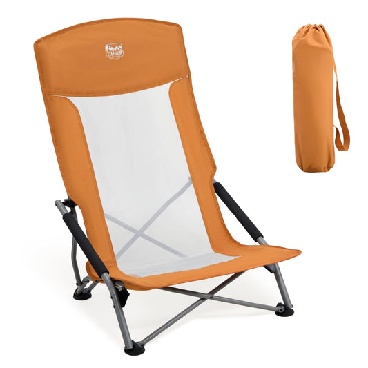 TIMBER RIDGE Beach Chair Foldable Lightweight High Back Camping Chair Foldable with Low Chair Legs Breathable Mesh Backrest