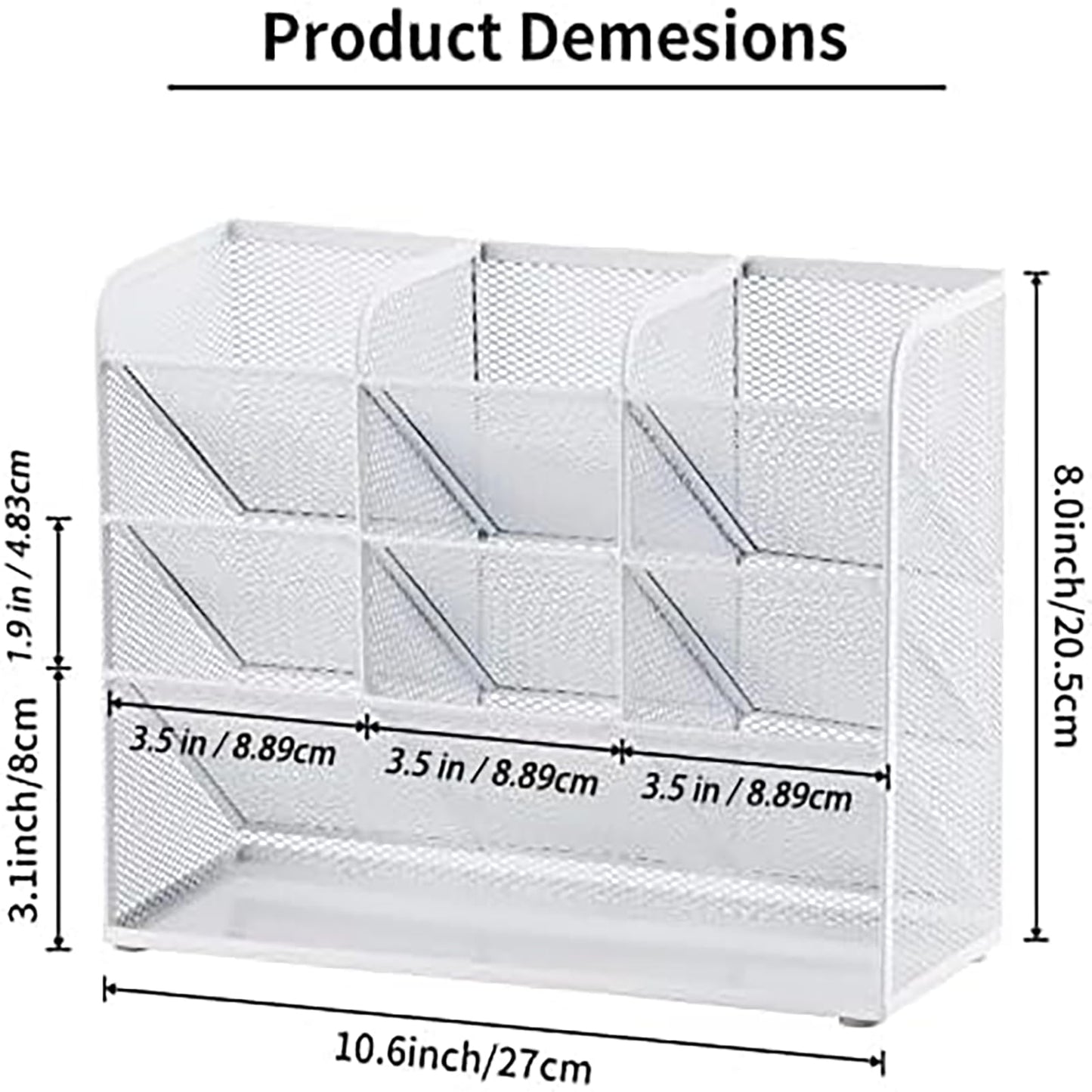 Marbrasse Mesh Desk Organizer, Multifunctional Pen Holder, Desk Organizer, Storage Shelf for School and Home Office Supplies (White)