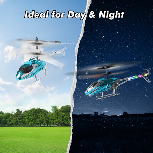 VATOS RC helicopter for boys, 2.4G remote control helicopter with LED light for kids aged 12 and up, fixed height, one-button takeoff, RC planes for boys and adults.
