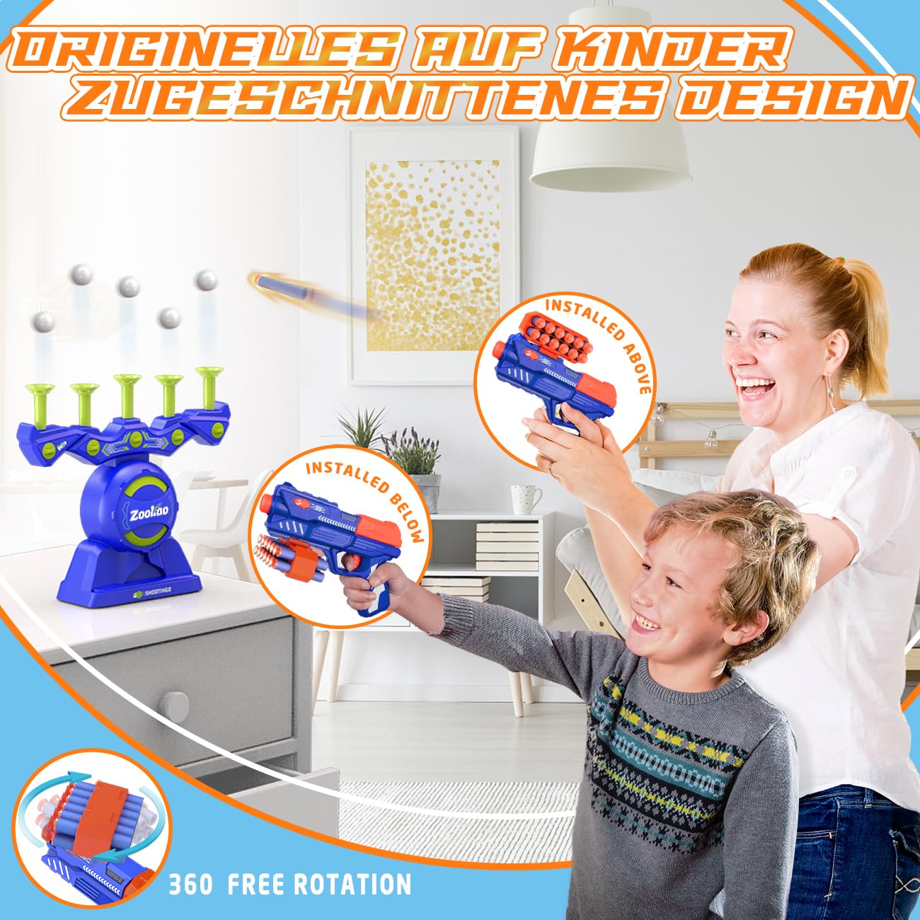 Zookao Hover Toy Gun for Nerf Gun Target, For 6 7 8 9 10 11 12 Year Old Boy Christmas Birthday Gifts - Indoor & Outdoor Games for Kids