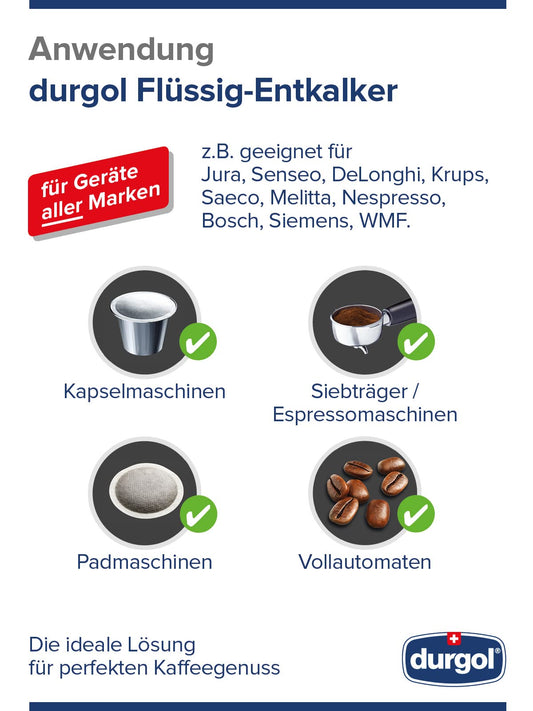 durgol swiss espresso Special Descaler - removes limescale from all types of coffee machines - German version - 1x500ml (Pack of 2)