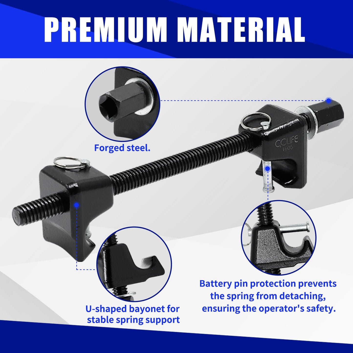 CCLIFE coil spring compressor 320mm, 2-piece professional car spring compressor tool for shock absorbers.