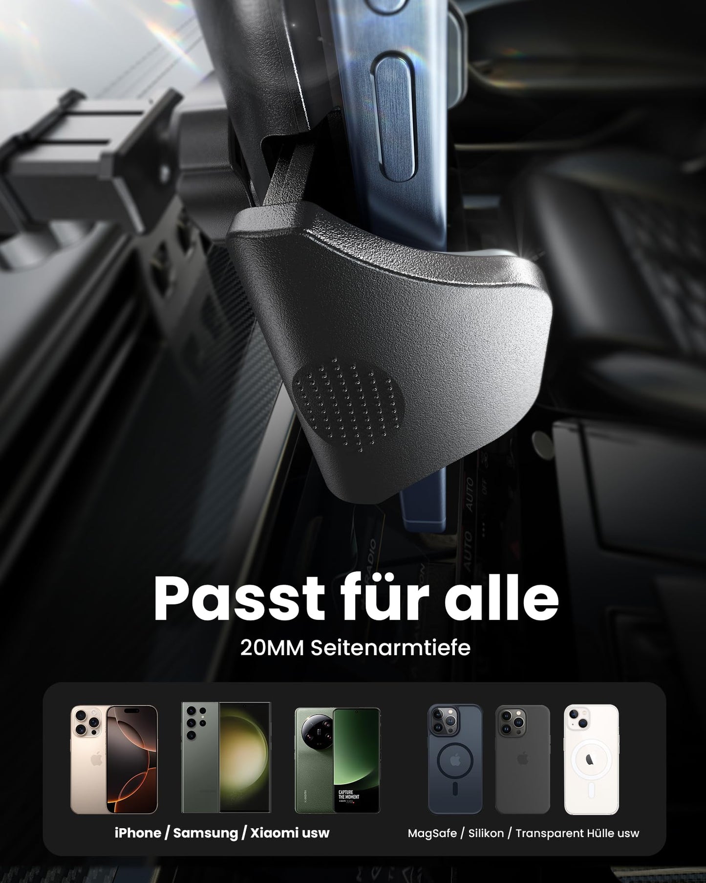 andobil Car Phone Holder [2025 Latest Suction Cup] 3 in 1 Suction Cup & Vent Holder Universal Car Mount Accessory for iPhone 17 Pro Max Air 16/15/14/13/12 Samsung Galaxy S24 Ultra/S23/S22, etc.