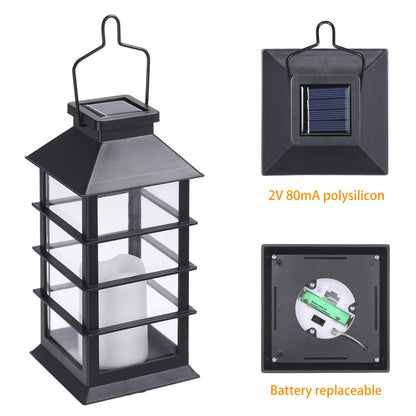 Solar lantern, Tomshine 2-pack solar lantern with candle light effect solar lamp for outdoor hanging decorative lighting for garden.