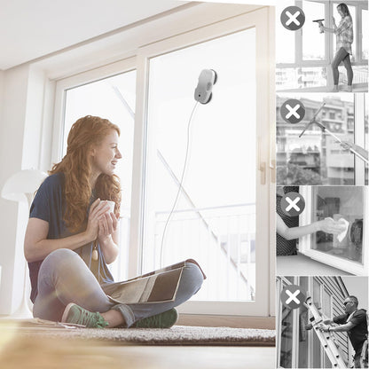 HUTT DDC55 Window Cleaning Robot, Electric Window Cleaner, Automatic Window Robot, Window Cleaner Robot with Remote Control, for Interior and Exterior Windows, Glass, Tiles, 12 Pieces of Cloth.