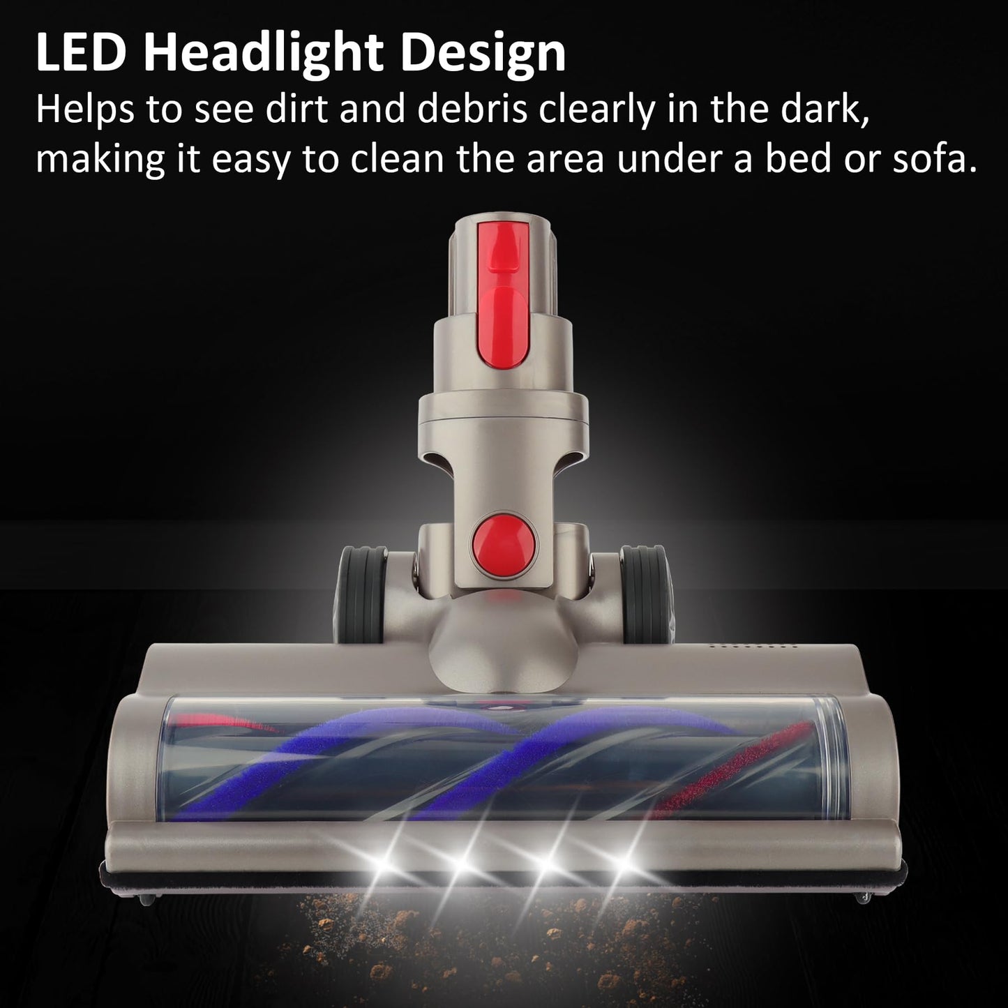 AINUO Motorhead turbine brush cleaning head is compatible with Dyson V7 V8 V10 V11 V15 vacuum cleaners for cleaning carpets, floors, and tiles.