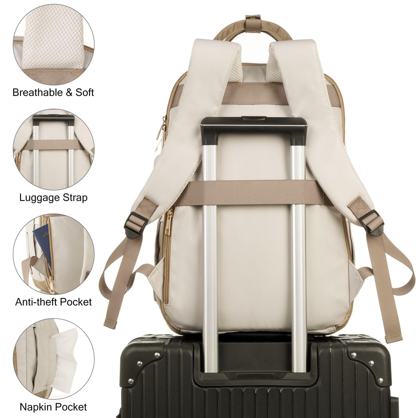 YAMTION Backpack Laptop Women 17.3 Inch, School Backpack Girls Teenager School Bag Women for School Uni Travel Study, Laptop Backpack Gifts for Educators Teachers Business