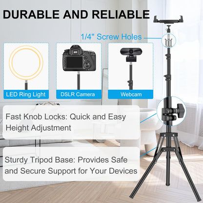 Cenawin tablet stand holder, iPad stand holder adjustable up to 160cm tablet stand floor stand for iPad Pro Air Mini, Samsung Galaxy Tab, 4.7-13.5 inch tablets and phones.