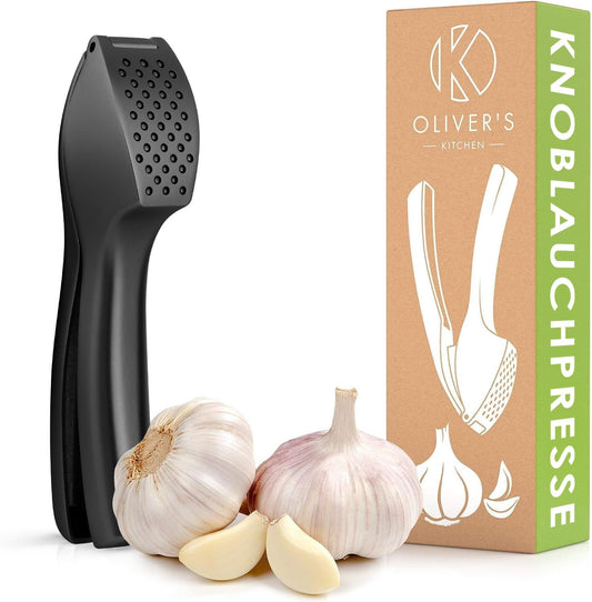 Oliver's Kitchen Premium Garlic Press - Easy to Use & Clean - Crushes Garlic & Ginger Effortlessly (No Peeling Necessary) - Extra Strong & Durable