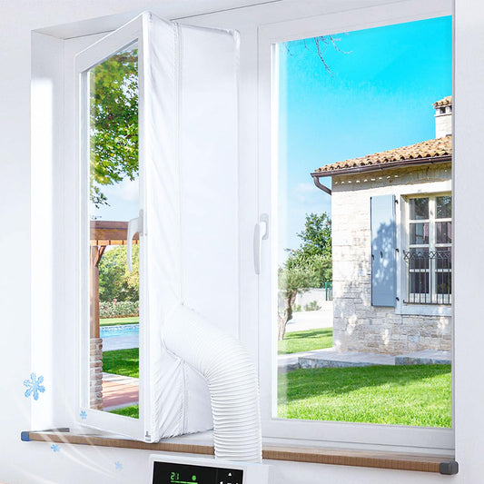 Air conditioner window seal, window seal for portable air conditioners, dryers, exhaust dryers, 400CM (157") Hot Air Stop for windows, Double Zip for skylights, casement windows.