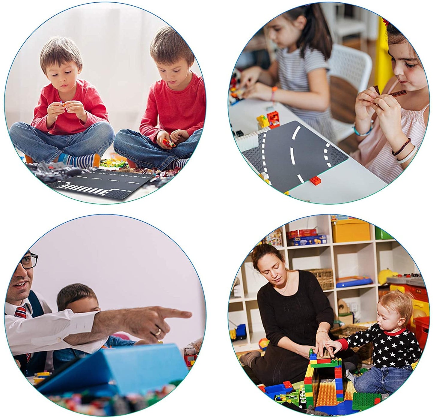 Celawork building plates for roads, cities, road tiles, classic bricks, compatible with most popular brands. 25.5 * 25.5cm plate set for creative play, educational toy.