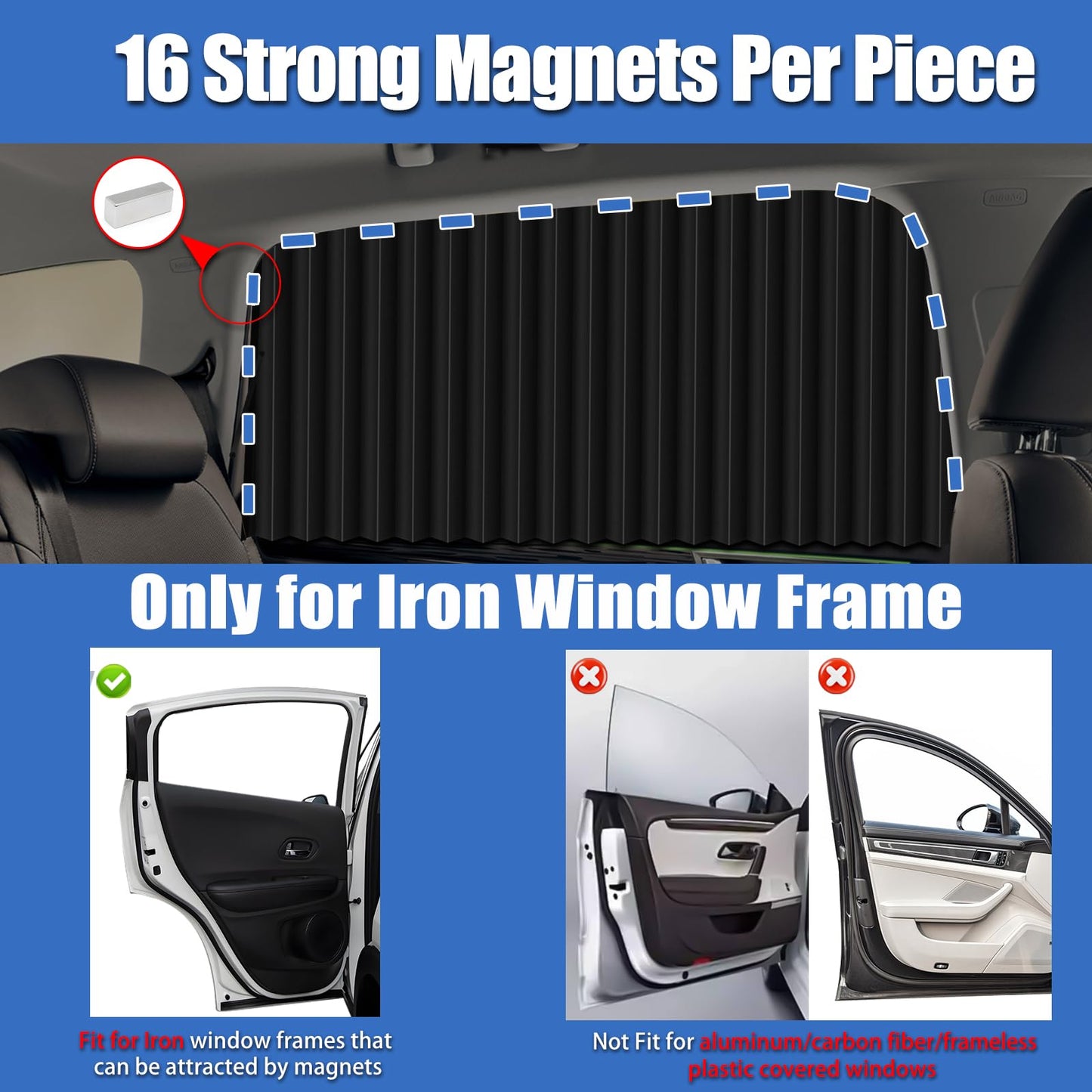 XCBYT Car Sunshade Magnetic 4 Pieces, Car Window Side Window, Sunshade Baby with UV Protection, Car Window Darkening Heat Protection Privacy Protection