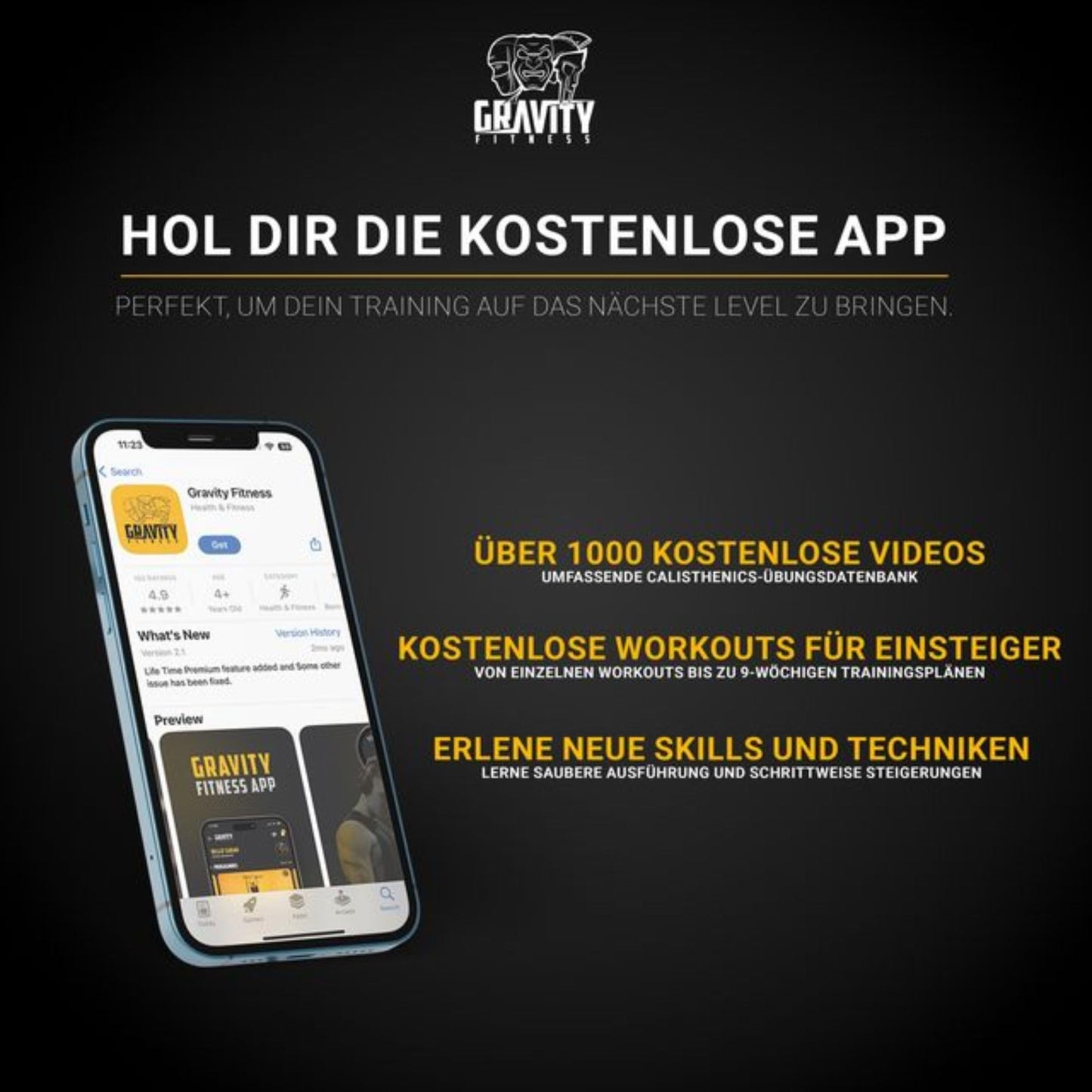 Gravity Fitness Dip Bars XL - Adjustable Parallettes for Calisthenics, Home Gym & Professional Use - 38mm handles for Dips, L-Sit, Push-Ups - sturdy bars for strength training