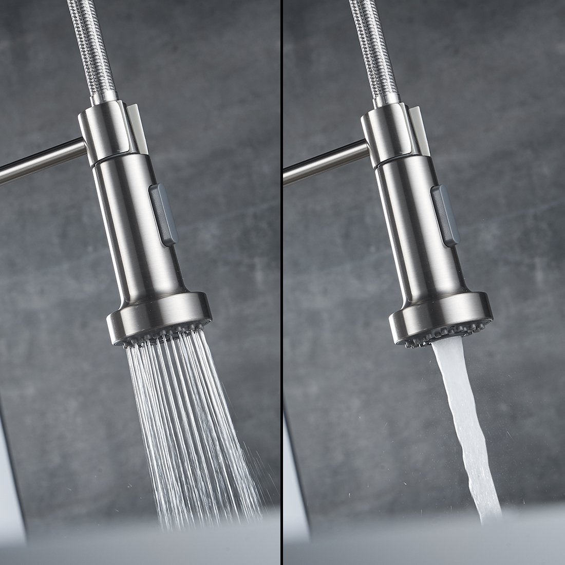 Aimadi kitchen faucet mixer tap kitchen faucet spiral spring faucet kitchen sink dish rinse sink faucet single lever mixer pull-out brushed nickel.