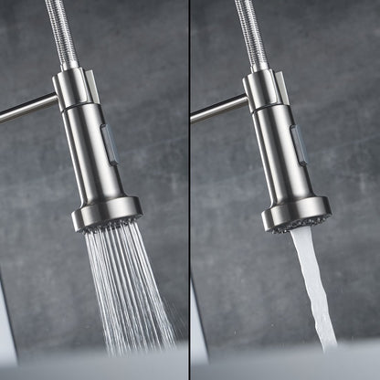 Aimadi kitchen faucet mixer tap kitchen faucet spiral spring faucet kitchen sink dish rinse sink faucet single lever mixer pull-out brushed nickel.