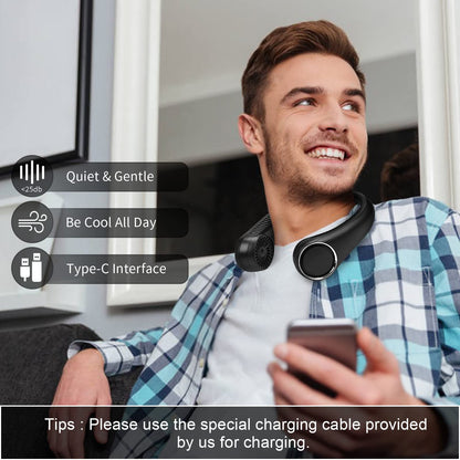 Venforze Portable Rechargeable 4000mAh Neck Fan Lazy Wearable Fan, Quiet 3 Speeds, 6 Hours Runtime, Suitable for Office, Travel, Sports