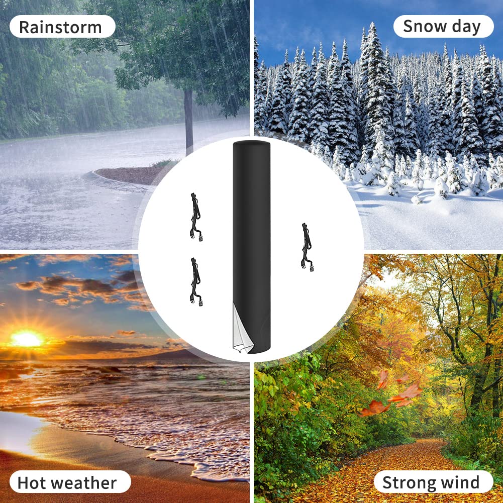 LMYDIDO Solar Shower Cover 220 x 67cm, 420D Waterproof Windproof UV Protection Outdoor Shower Cover, Garden Outside Shower with Drawstring and Storage Pockets (Black)