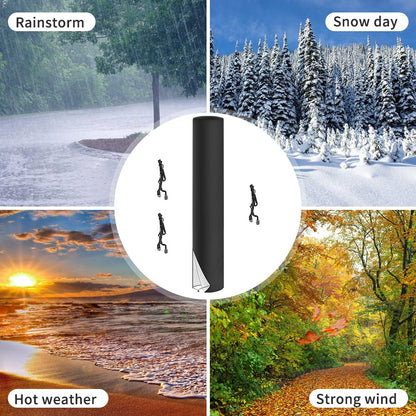 LMYDIDO Solar Shower Cover 220 x 67cm, 420D Waterproof Windproof UV Protection Outdoor Shower Cover, Garden Outside Shower with Drawstring and Storage Pockets (Black)