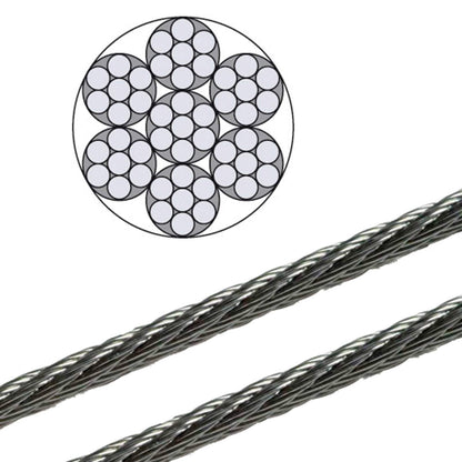20 meters - 3mm stainless steel wire rope 7x7 V4A stainless steel wire rope railing rope.